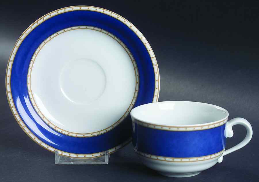 Liselund Dark Blue Flat Cup & Saucer Set by Royal Copenhagen-1