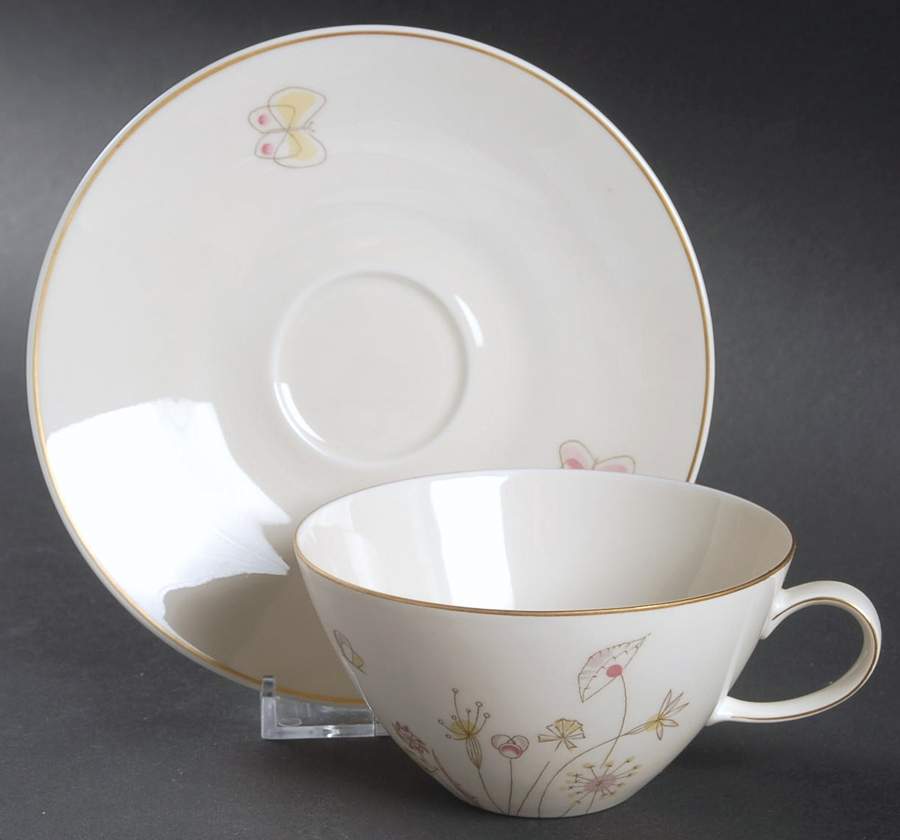 3331 (Floral, Fortuna Shape) Flat Cup & Saucer Set by Rosenthal - Continental-1
