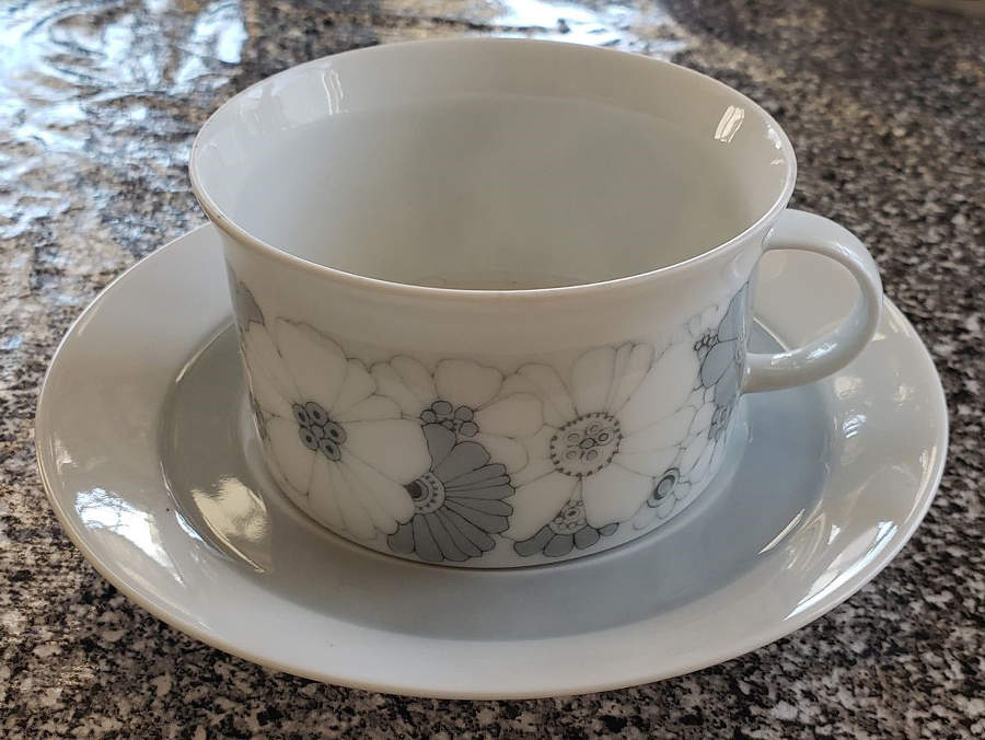 Buquet In Grey Flat Cup & Saucer Set by Rosenthal - Continental-1