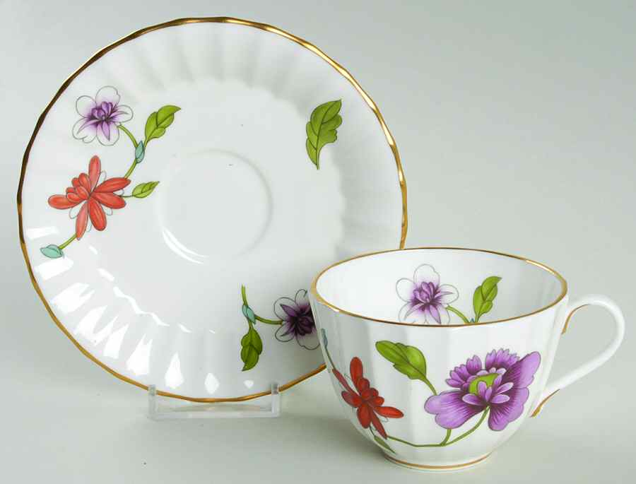 Astley (Fluted) Flat Cup & Saucer Set by Royal Worcester-1
