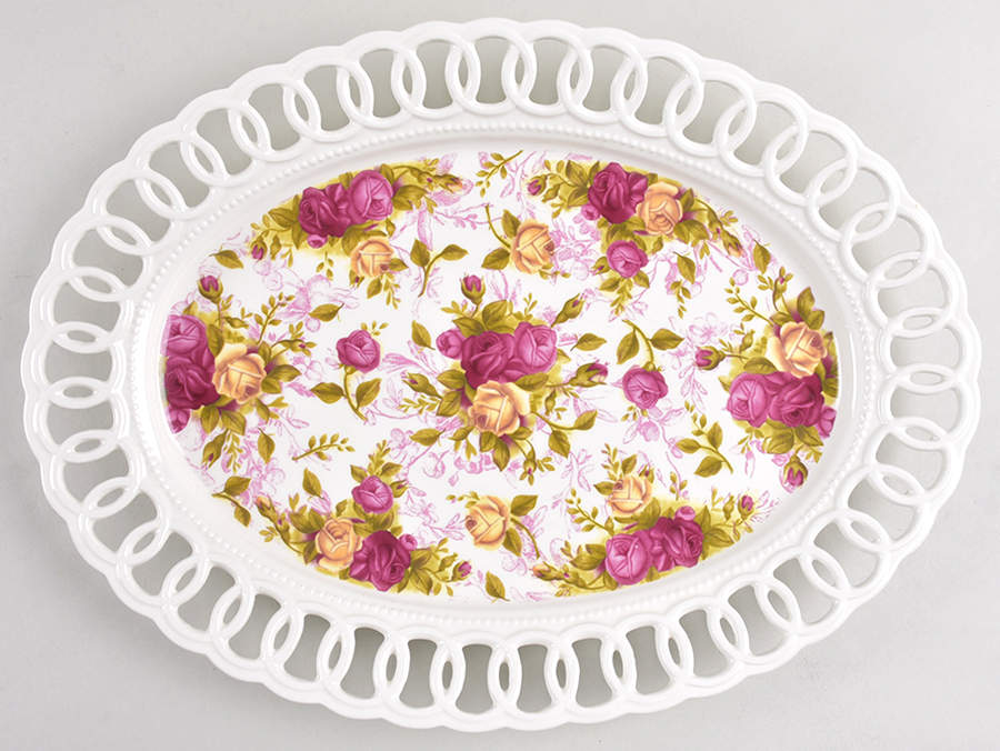 Old Country Roses Pierced (Giftware) 13" Oval Serving Platter by Royal Albert-1