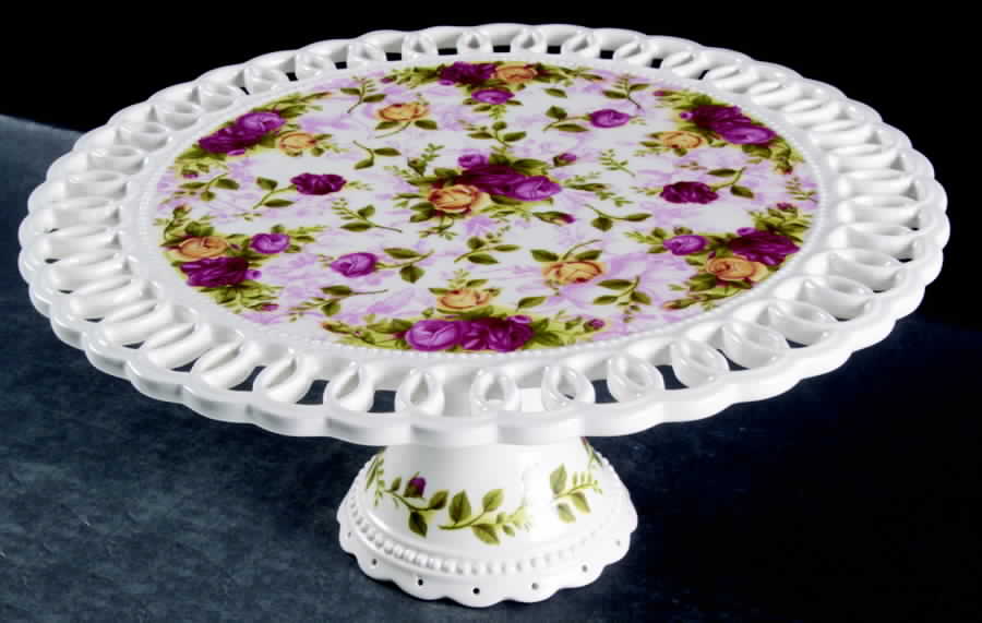 Old Country Roses Pierced (Giftware) 12" Diameter Pedestal Cake Stand by Royal Albert-1