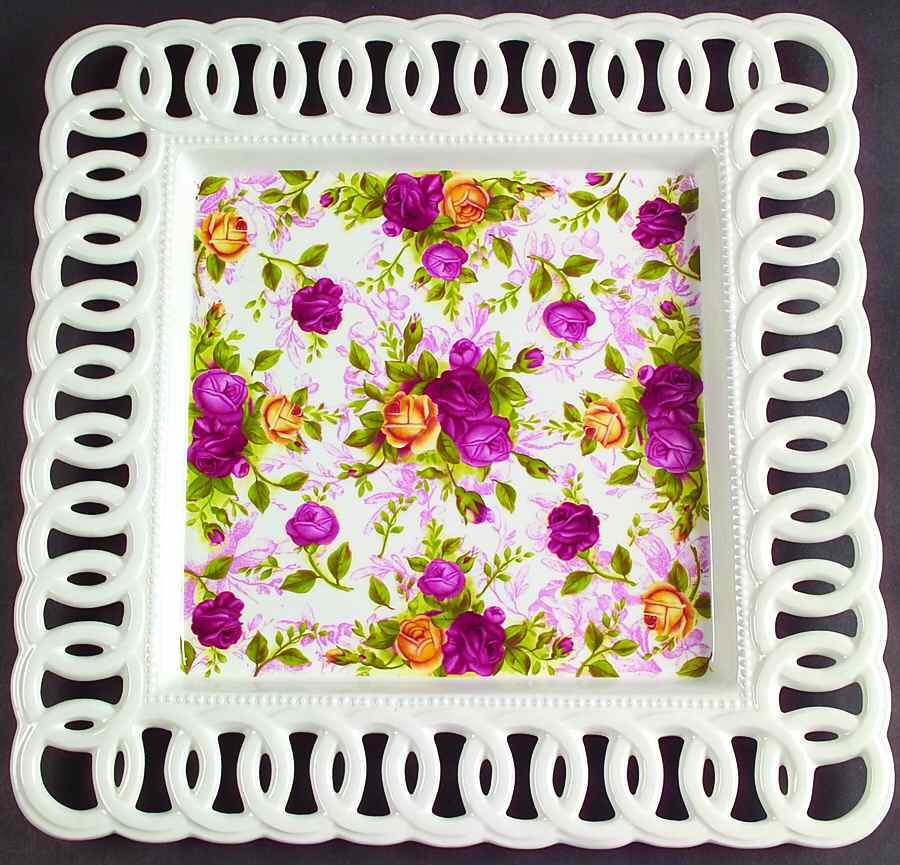 Old Country Roses Pierced (Giftware) 11" Square Serving Platter by Royal Albert-1