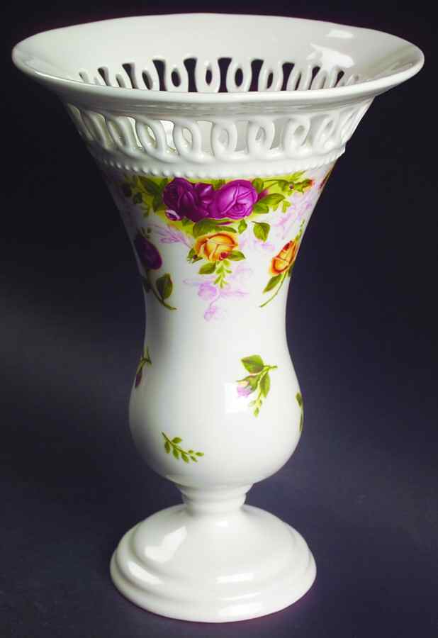 Old Country Roses Pierced (Giftware) 8" Vase by Royal Albert-1