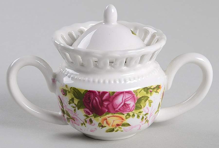 Old Country Roses Pierced (Giftware) Miniature Sugar Bowl & Lid by Royal Albert-1