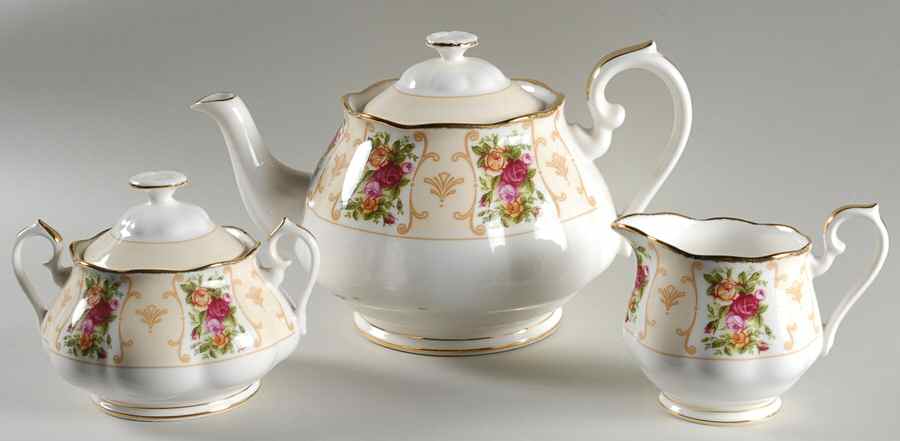 Rose Cameo Peach (5 Pc) Tea Set (TP, CR, SU) by Royal Albert-1