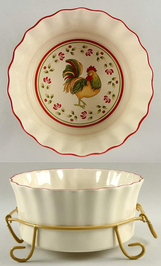 Chanticlair 9" Salad Serving Bowl & Metal Stand by Royal Doulton-1