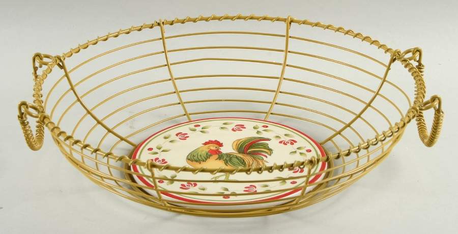 Chanticlair Metal Wire Basket W/Ceramic Base by Royal Doulton-1