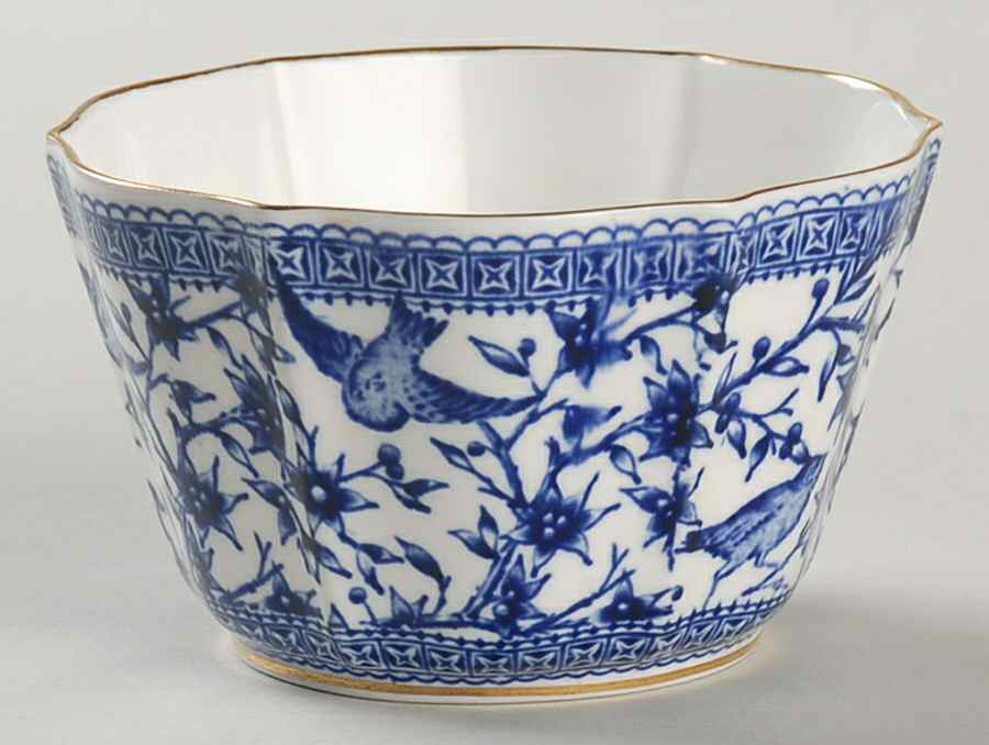 Pembroke (Blue, Scalloped) Open Sugar Bowl by Royal Crown Derby-1