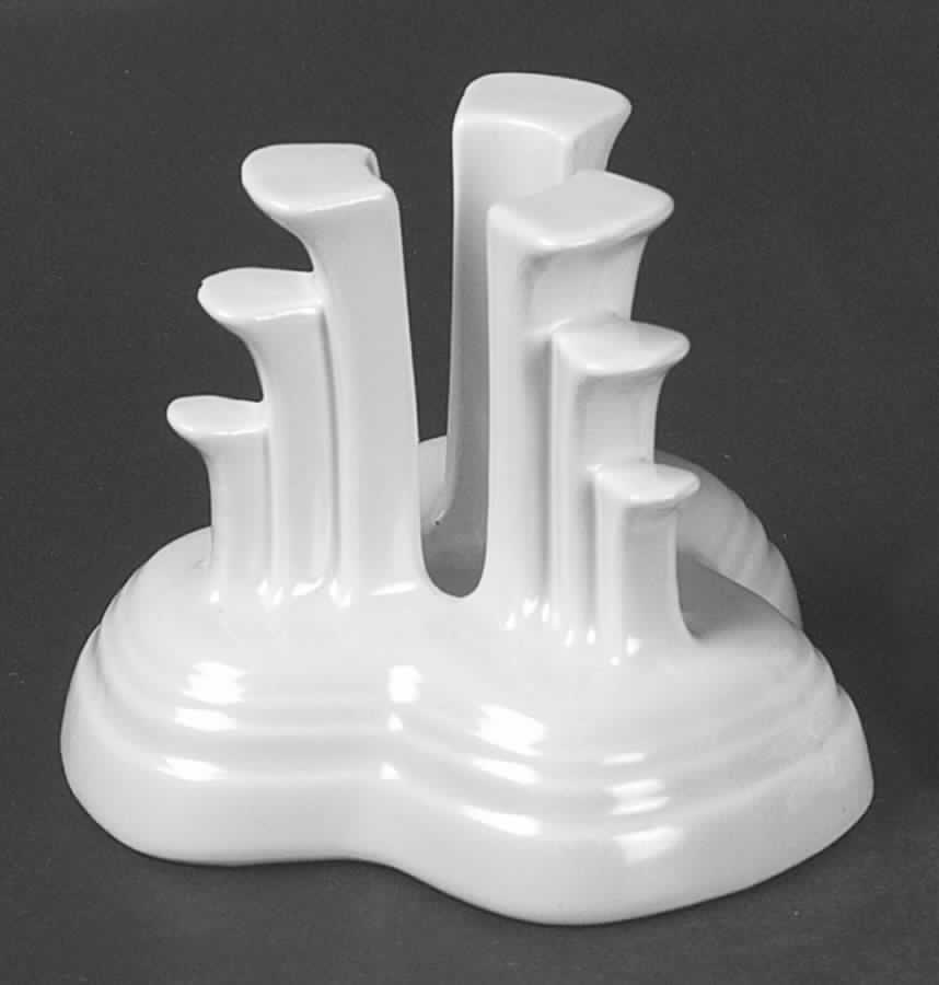 Fiesta Red Stripe Ivory (Older) Tripod Candleholder by Homer Laughlin -1