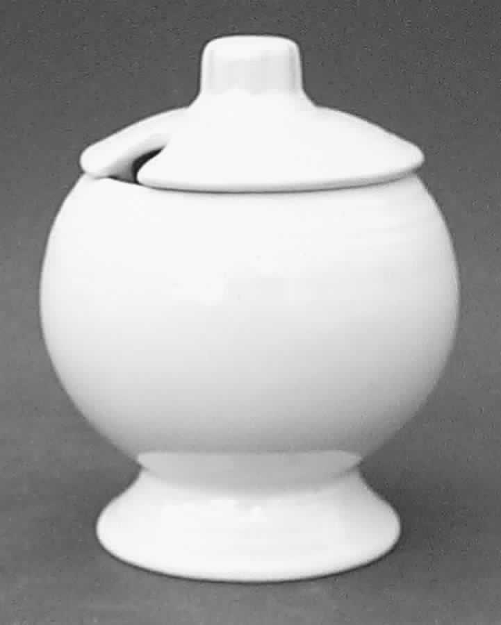 Fiesta Red Stripe Ivory (Older) Mustard Jar & Lid by Homer Laughlin -1