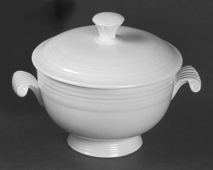 Fiesta Red Stripe Ivory (Older) Covered Onion Soup by Homer Laughlin -1