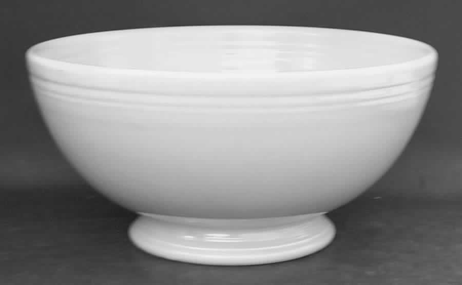 Fiesta Red Stripe Ivory (Older) Large Footed Salad Serving Bowl by Homer Laughlin -1