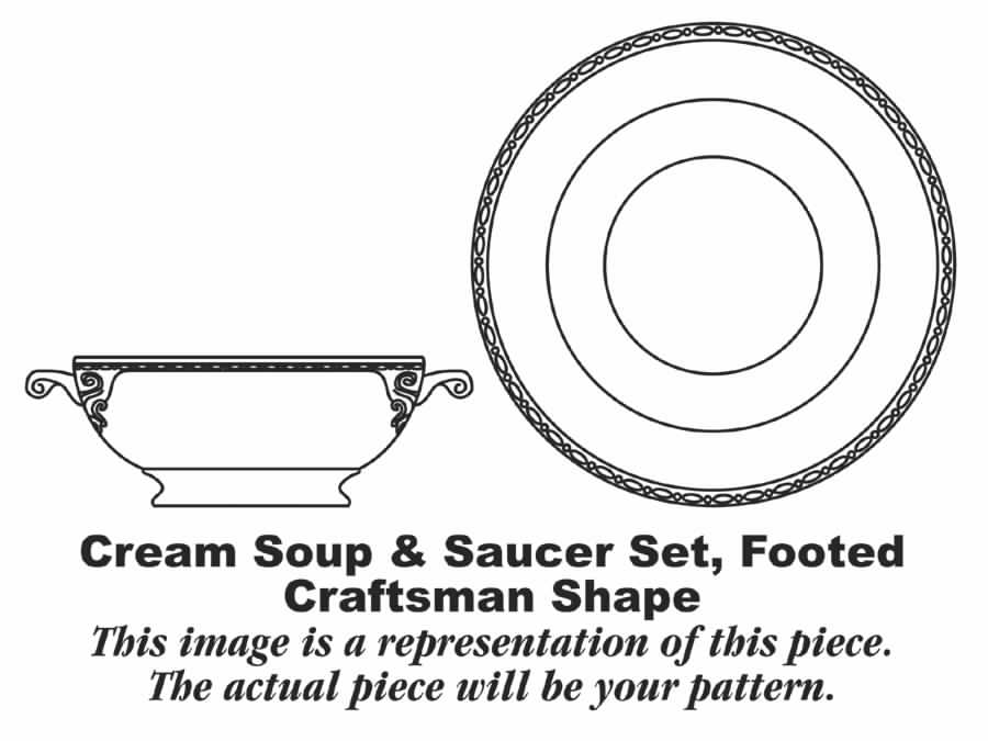 Gobelin Footed Cream Soup Bowl & Saucer Set by Homer Laughlin -1