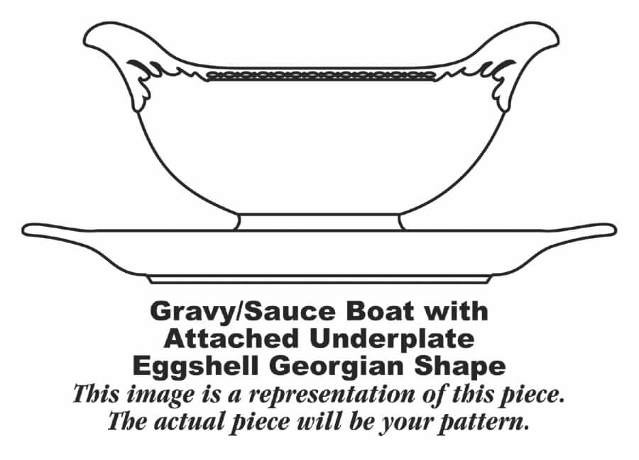Tulip (Eggshell Georgian) Gravy Boat with Attached Underplate by Homer Laughlin -1