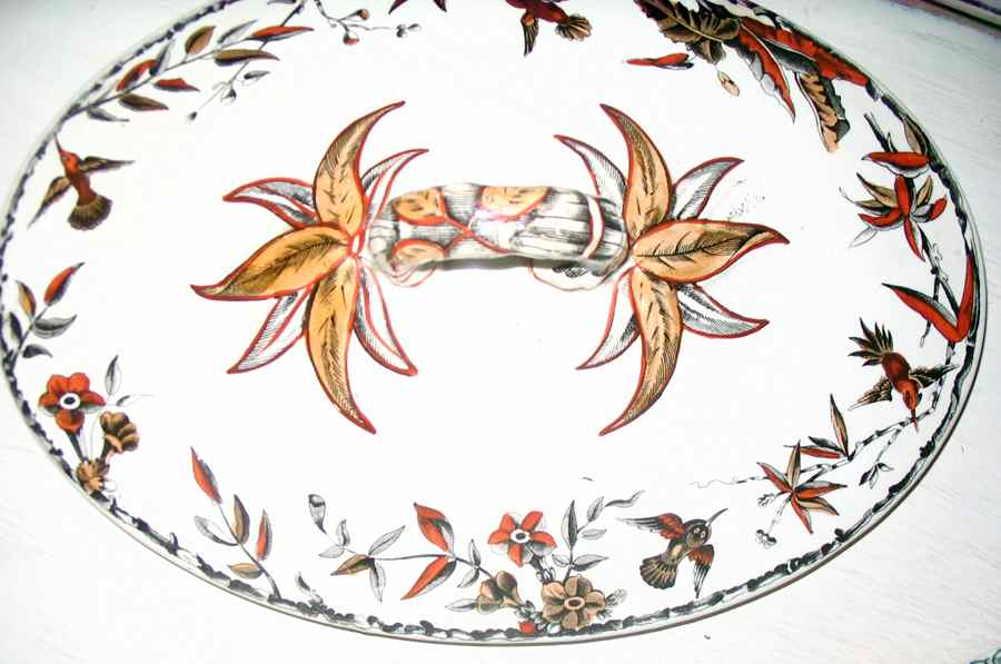 Indus Brown Multicolor Lid for Oval Vegetable by Ridgway (Ridgways)-1