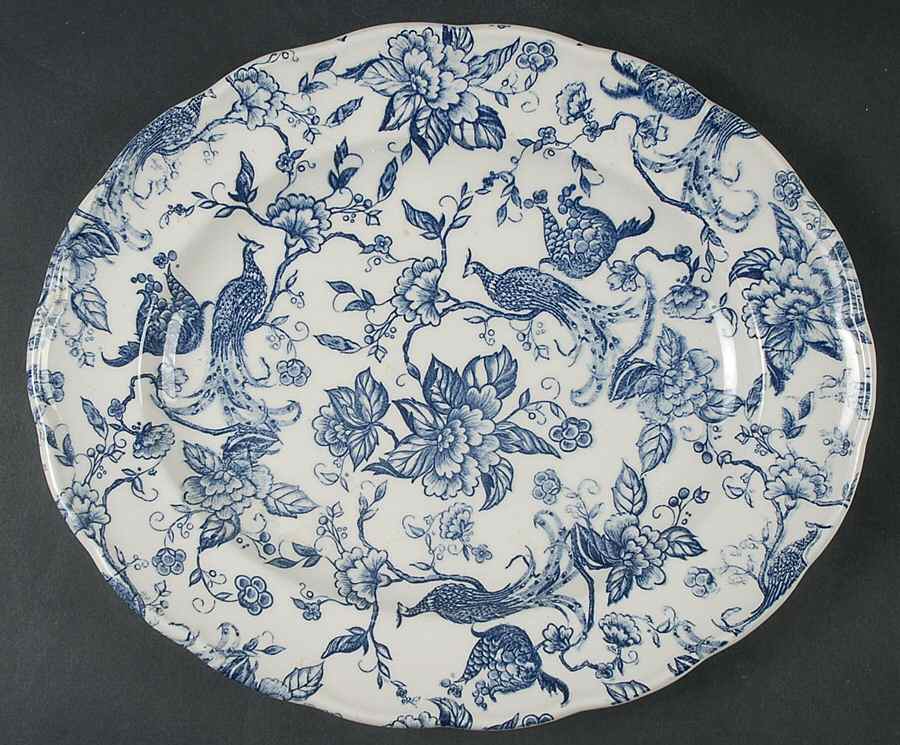 Exotic Bird Blue 11" Oval Serving Platter by Ravensdale-1