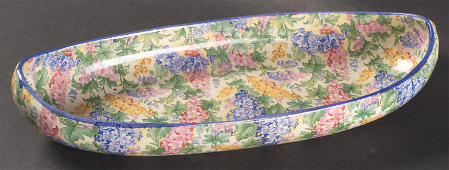 Somerset (Blue Trim) Canoe Shape Tray by Royal Winton-1