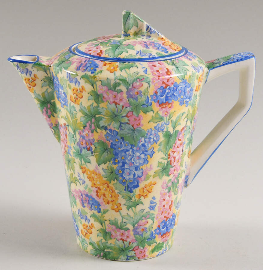 Somerset (Blue Trim) Norman Shape Coffee Pot & Lid by Royal Winton-1