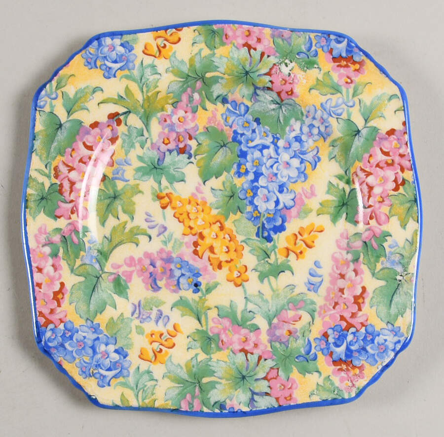 Somerset (Blue Trim) Small Square Bread & Butter Plate by Royal Winton-1