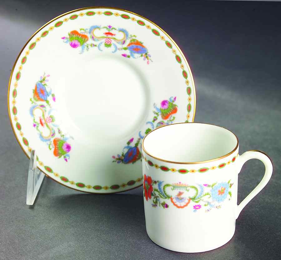 Vieux Chine (Empire, White) Flat Demitasse Cup & Saucer Set by Raynaud-1