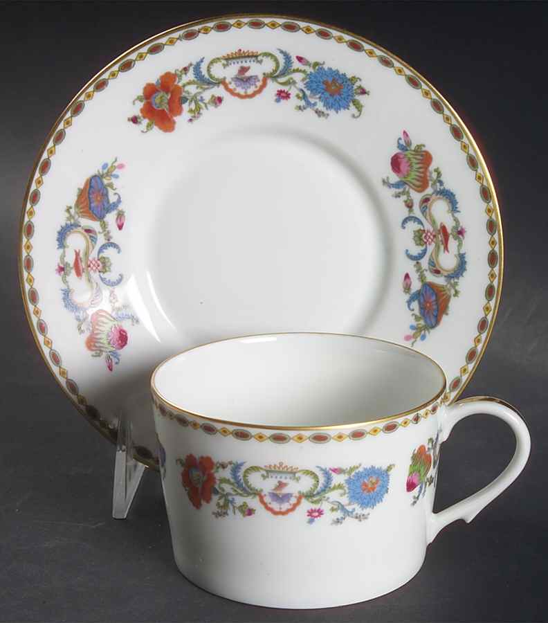 Vieux Chine (Empire, White) Flat Cup & Saucer Set by Raynaud-1