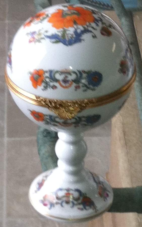Vieux Chine (Empire, White) Stemmed Ball Box & Hinged Lid by Raynaud-1