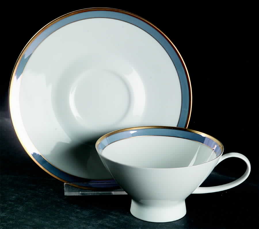 Gala Blue (Classic Rose Collection) Footed Cup & Saucer Set by Rosenthal - Continental-1
