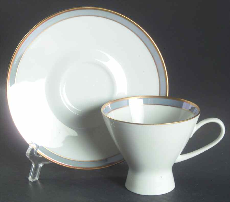 Gala Blue (Classic Rose Collection) Footed Cup & Saucer Set by Rosenthal - Continental-1