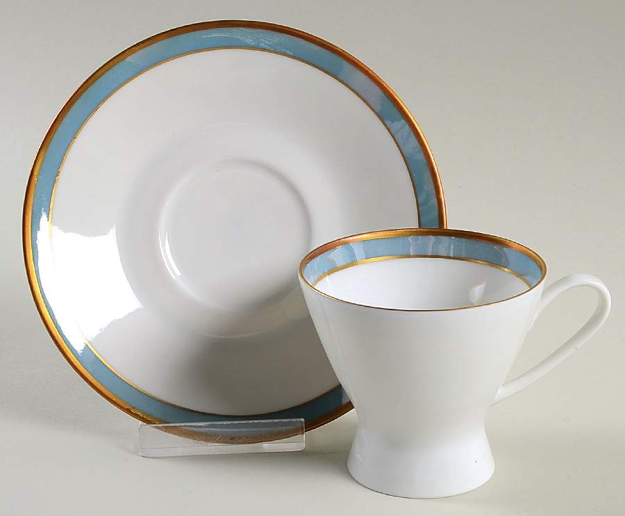 Gala Blue (Classic Rose Collection) Footed Cup & Saucer Set by Rosenthal - Continental-1