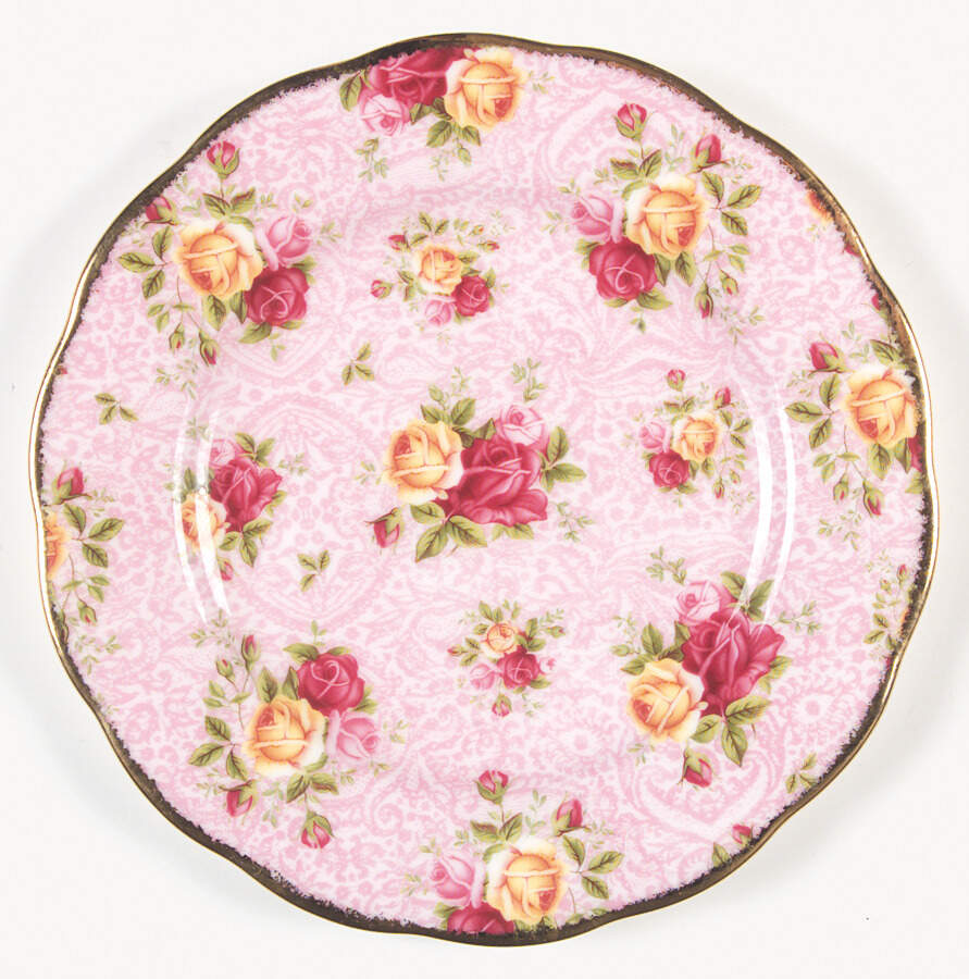 Dusky Pink Lace Salad Plate by Royal Albert-1