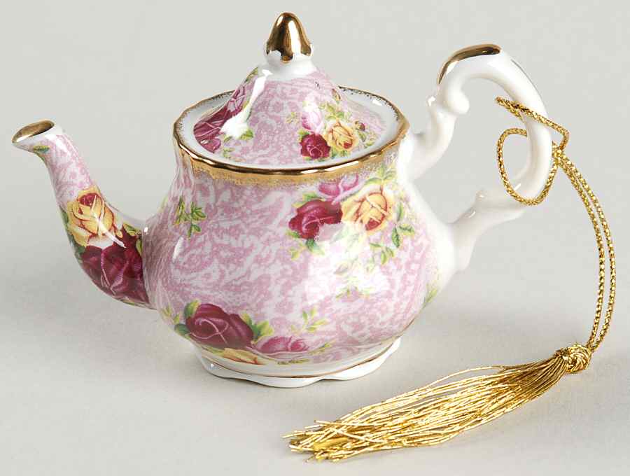 Dusky Pink Lace Teapot Ornament by Royal Albert-1