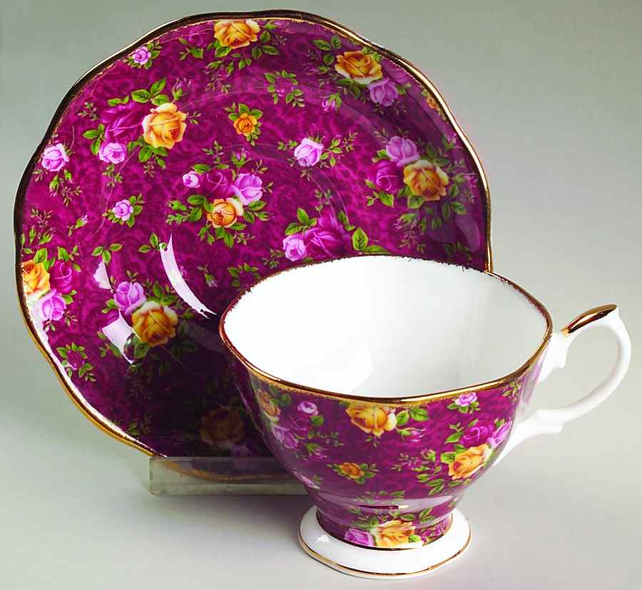 Ruby Lace Footed Cup & Saucer Set by Royal Albert-1