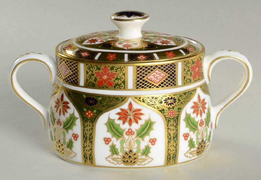 Old Imari Holiday Sugar Bowl & Lid by Royal Crown Derby-1