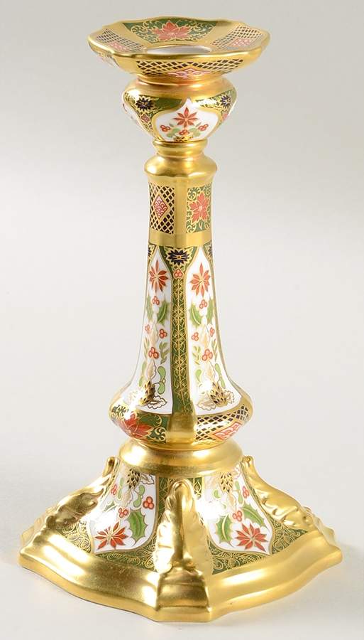 Old Imari Holiday 6" Candlestick by Royal Crown Derby-1