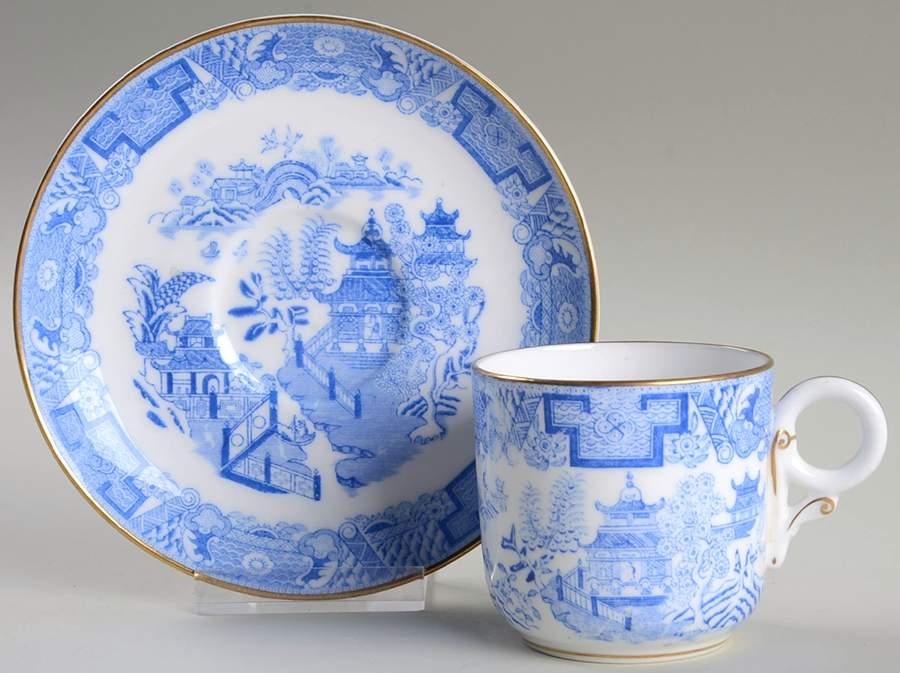 B389 Light Blue Flat Cup & Saucer Set by Royal Worcester-1