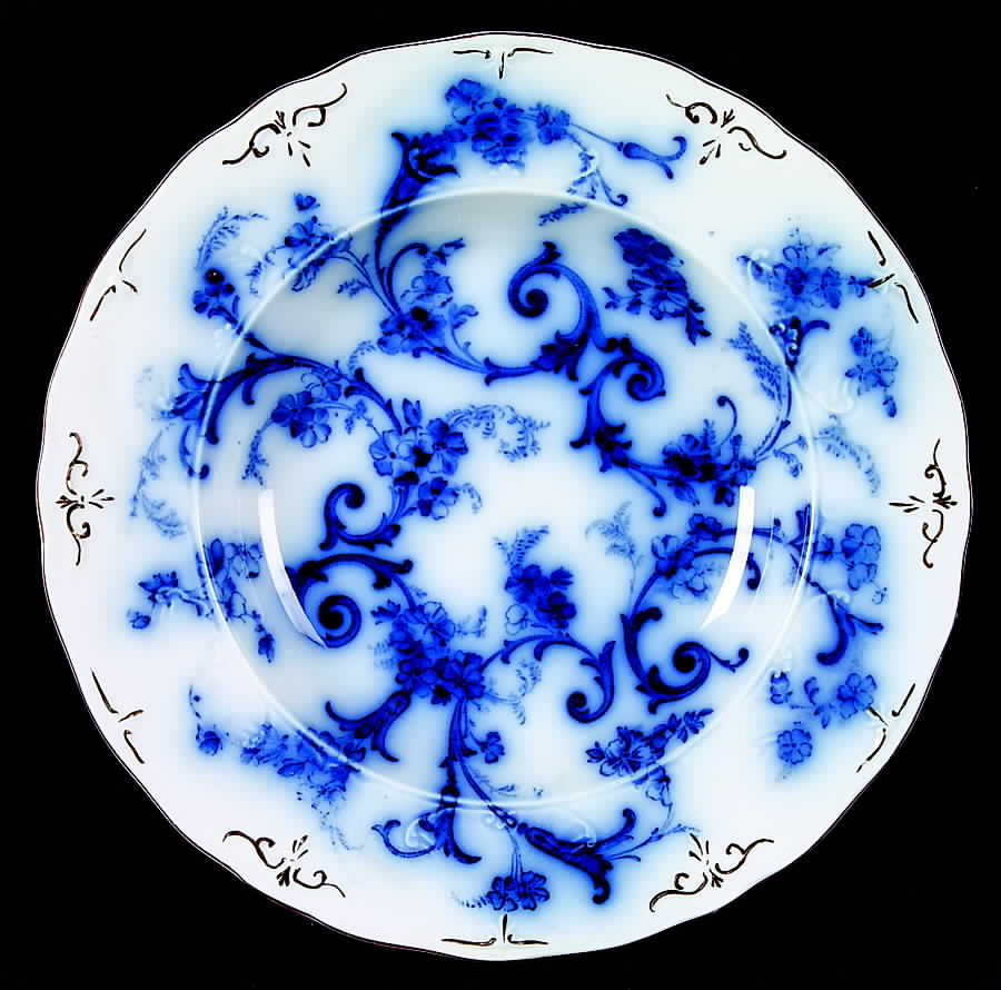 Gainsborough (Flow Blue) Rim Soup Bowl by Ridgway (Ridgways)-1