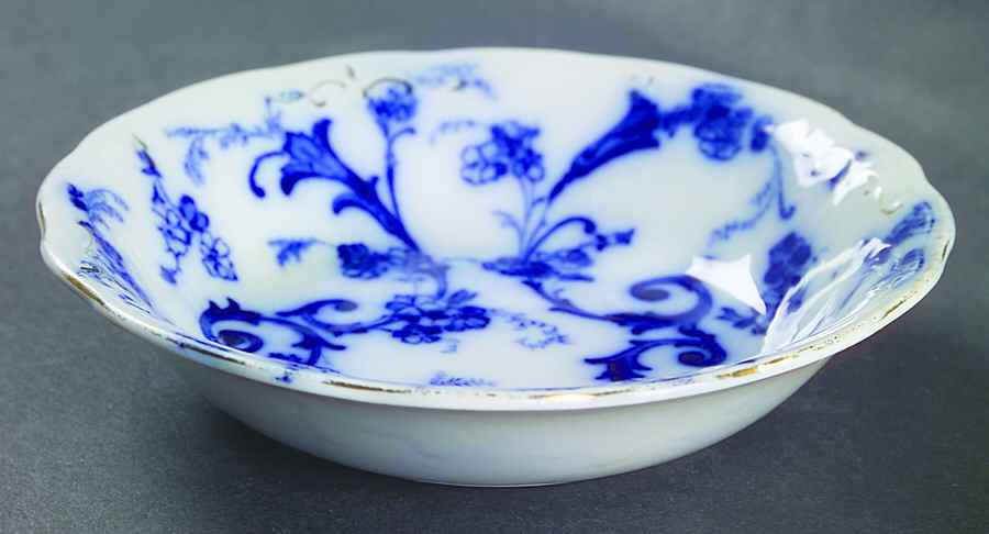 Gainsborough (Flow Blue) Fruit/Dessert (Sauce) Bowl by Ridgway (Ridgways)-1