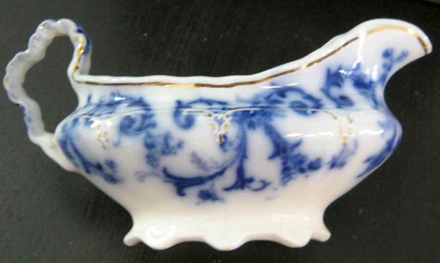 Gainsborough (Flow Blue) Gravy Boat by Ridgway (Ridgways)-1