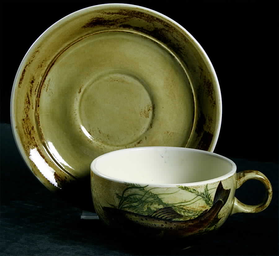 Trout Flat Cup & Saucer Set by Robert Gordon-1