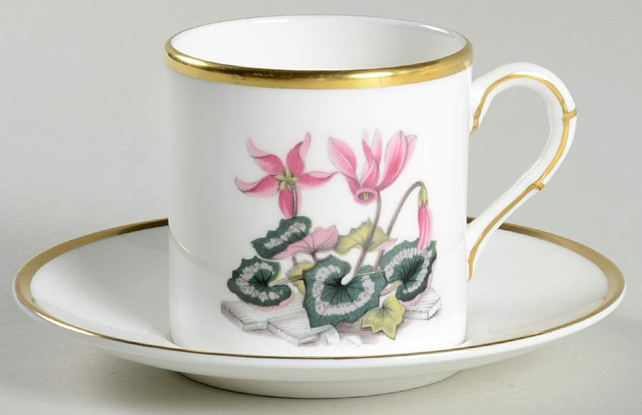 Alpine Flowers Flat Demitasse Cup & Saucer Set by Royal Worcester-1