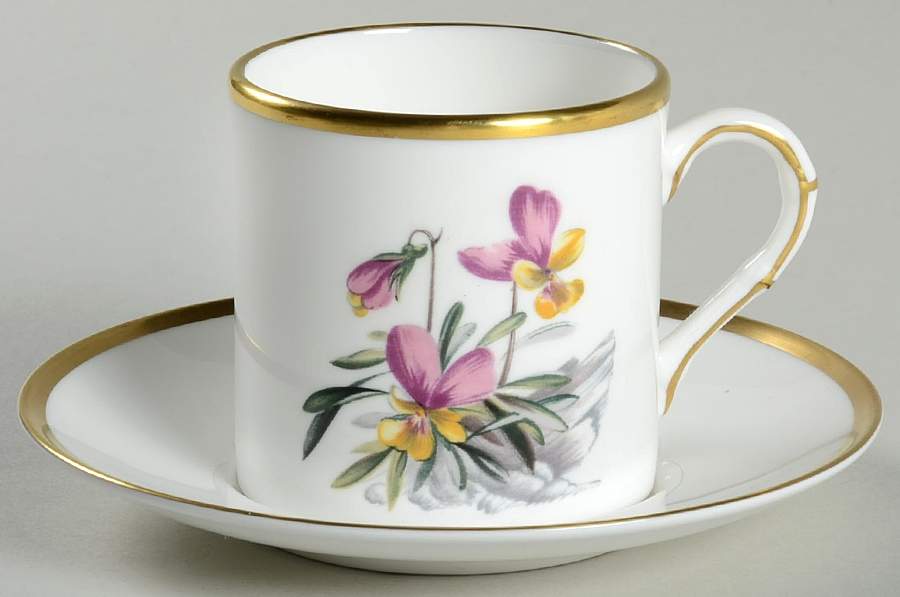Alpine Flowers Flat Demitasse Cup & Saucer Set by Royal Worcester-1