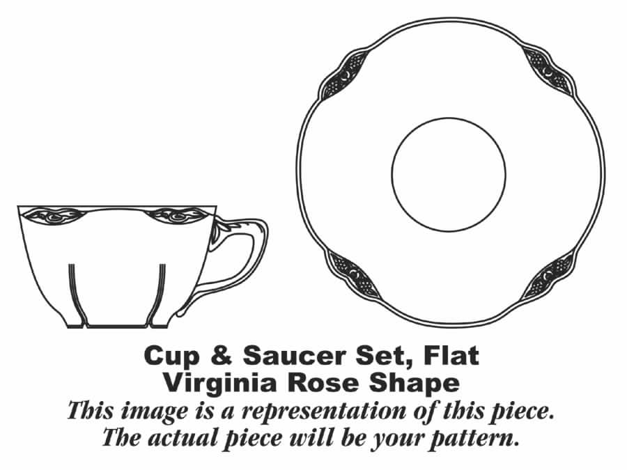 Fluffy Rose 5 (No Trim) Flat Cup & Saucer Set by Homer Laughlin -1