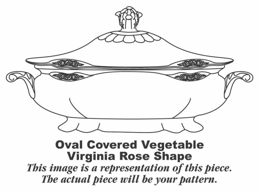 Fluffy Rose 2 (Platinum Trim) Oval Covered Vegetable by Homer Laughlin -1