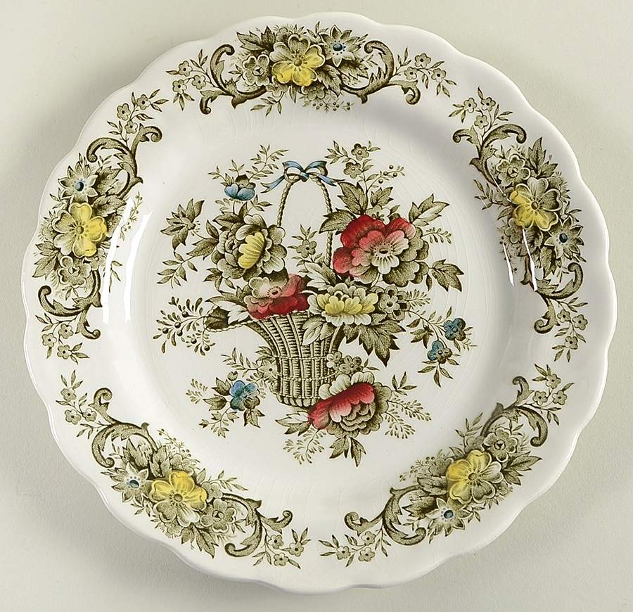 Old English Bouquet Green Multicolor Salad Plate by Ridgway (Ridgways)-1