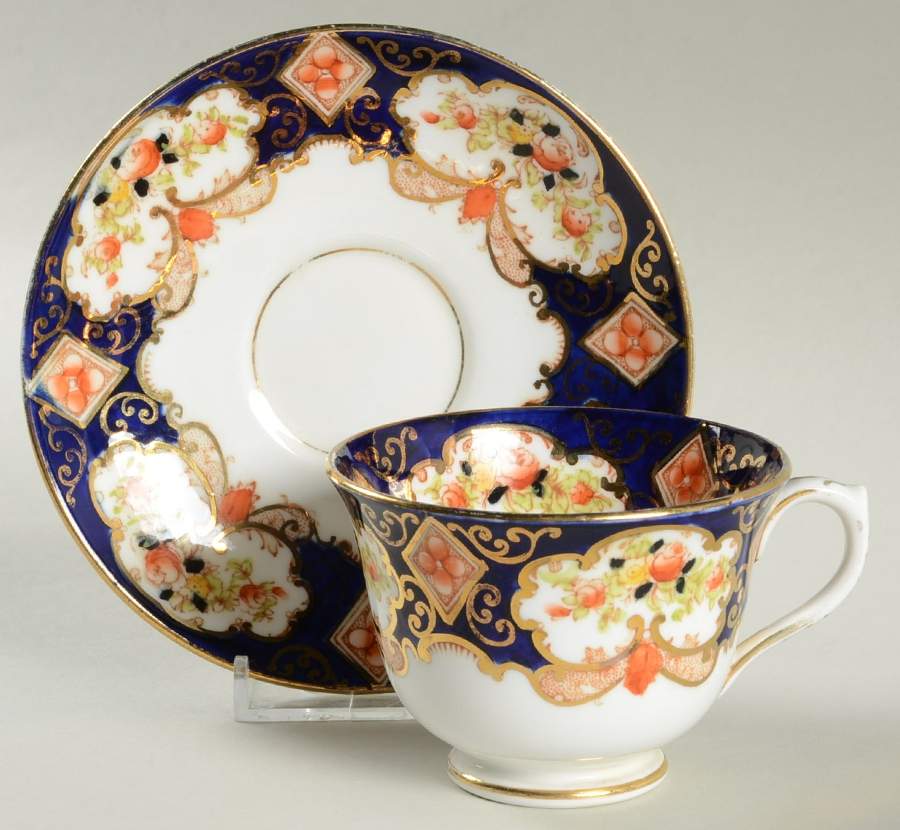 Heirloom (Crown China Stamp, Smooth) Footed Cup & Saucer Set by Royal Albert-1