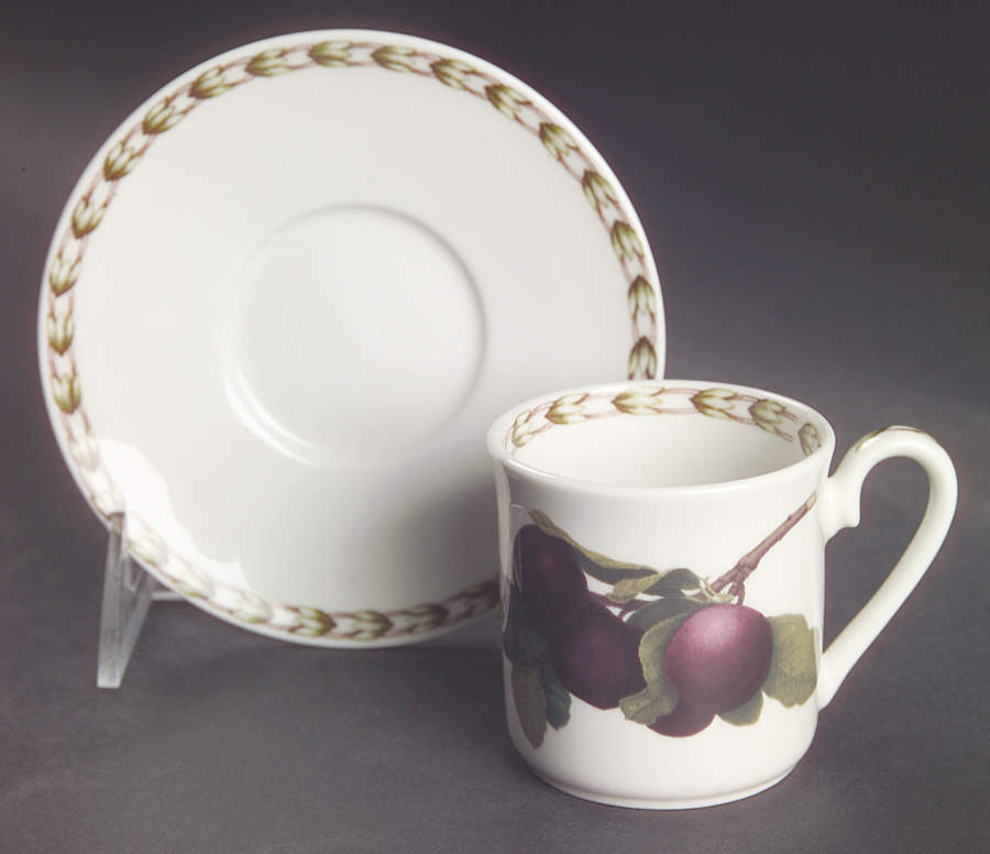 Hooker's Fruit (Fine China, Not Made in England) Flat Demitasse Cup & Saucer Set by Rosina-Queens-1