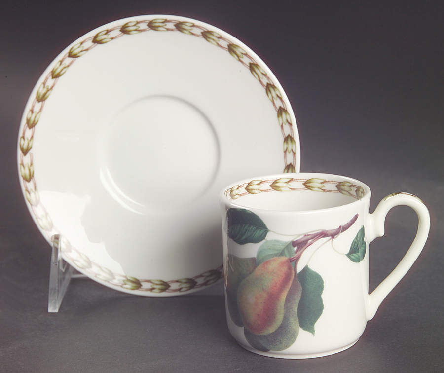 Hooker's Fruit (Fine China, Not Made in England) Flat Demitasse Cup & Saucer Set by Rosina-Queens-1