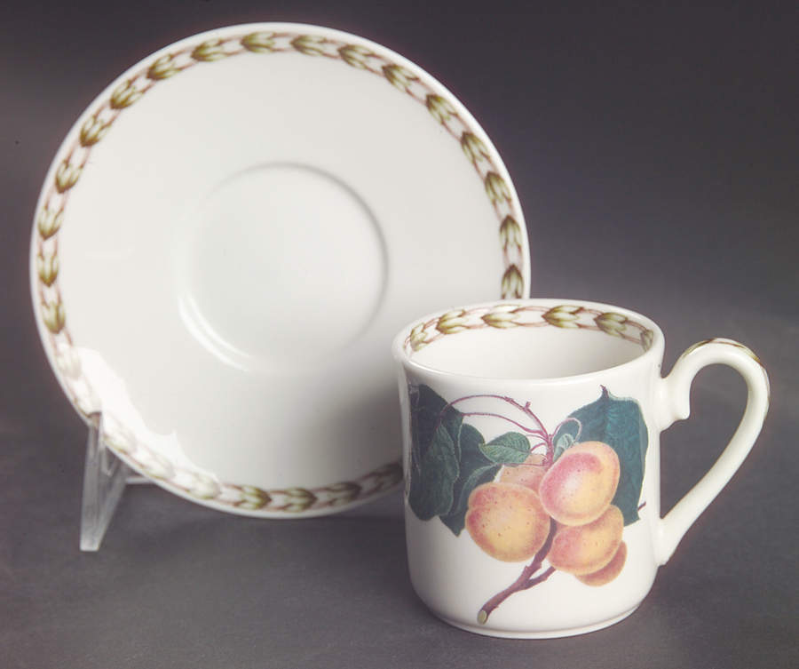 Hooker's Fruit (Fine China, Not Made in England) Flat Demitasse Cup & Saucer Set by Rosina-Queens-1