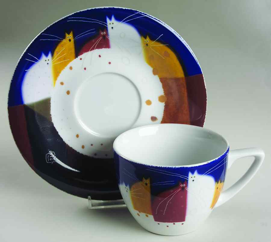 Govinder Cats Breakfast Cup & Saucer Set by Royal Worcester-1
